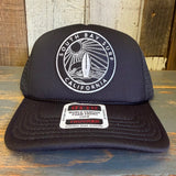 SOUTH BAY SURF (Black Patch) High Crown Trucker Hat - Black