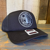 SOUTH BAY SURF (Black Patch) High Crown Trucker Hat - Black