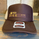 Hermosa Beach PIER AVE High Crown Trucker Hat - Khaki/Brown