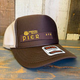 Hermosa Beach PIER AVE High Crown Trucker Hat - Khaki/Brown