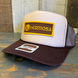 Hermosa Beach AS REAL AS THE STREETS High Crown Trucker Hat - Khaki/Brown