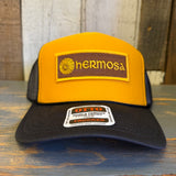 Hermosa Beach AS REAL AS THE STREETS High Crown Trucker Hat - Gold/Black