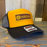 Hermosa Beach AS REAL AS THE STREETS High Crown Trucker Hat - Gold/Black