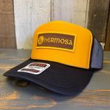 Hermosa Beach AS REAL AS THE STREETS High Crown Trucker Hat - Gold/Black