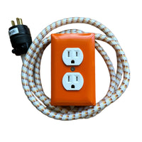 Extō+2 in VENICE ORANGE w/Sunset Fade Cord :: A Modern Dual-Tamper-Resistant Outlet, 15-AMP w/6ft Extension Cord