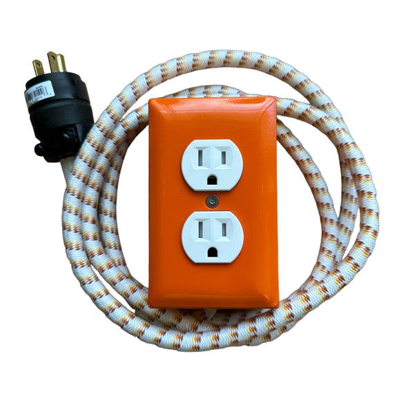 Extō+2 in VENICE ORANGE w/Sunset Fade Cord :: A Modern Dual-Tamper-Resistant Outlet, 15-AMP w/6ft Extension Cord