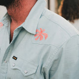 Crosscut Deluxe Short Sleeve Shirt Fronds : Nile Blue