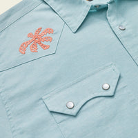 Crosscut Deluxe Short Sleeve Shirt Fronds : Nile Blue
