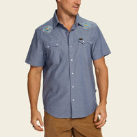 Crosscut Deluxe Short Sleeve Shirt Fresh Blooms : Indigo