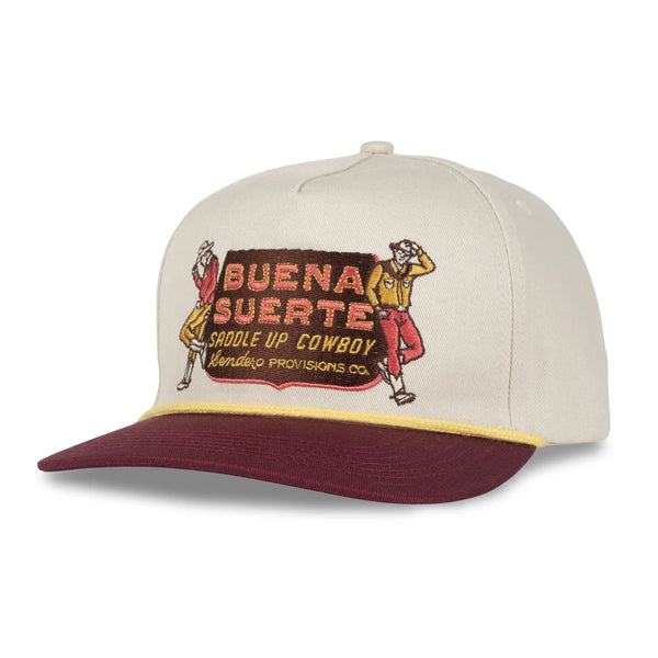 Buena Suerte Hat - Cream/Maroon