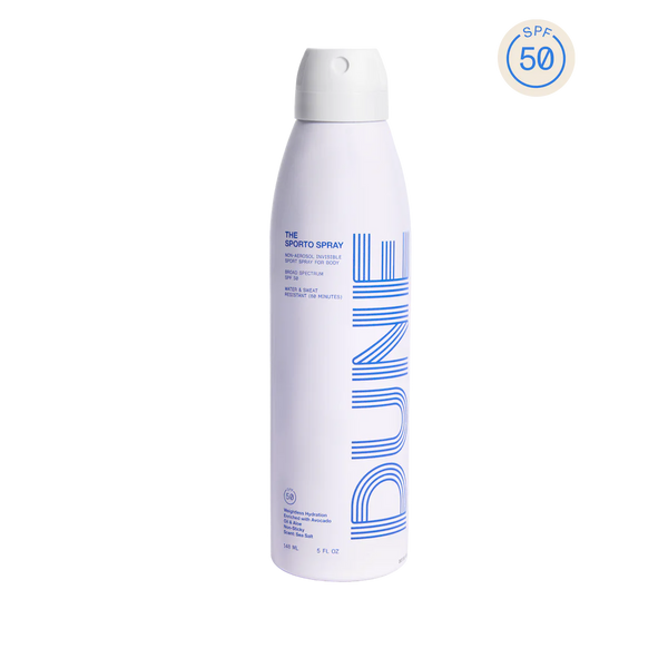 THE SPORTO SPRAY Spray Sunscreen :: 150ML/5 FL OZ • SPF 50 • 80 MIN SWEAT & WATER RESISTANCE • SEA SALT SCENTED free