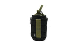 Black and olive water bottle pouch with MOLLE webbing, NocLoc secure closure, and a drawstring carrying strap.