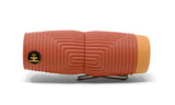 Orange textured monocular with black and gold logo and yellow end cap, designed for clear long-distance viewing.