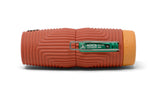 Orange waterproof monocular, 10x25 size, metal green clip, suitable for outdoor use.