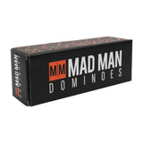Box of Mad Man Dominoes game on a white background