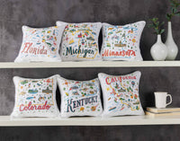 California Embroidered Pillow by Angela Staehling