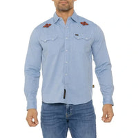 Crosscut Snapshirt : Long Sleeve Shirt :: Diamantes