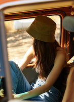 Hermosa Beach ARE YOU ESTABLISHED? Vintage Washed Bucket Hat - Scout Brown