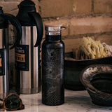 Hermosa Beach Map 20 oz Bottle with Bamboo Top in Matte Black