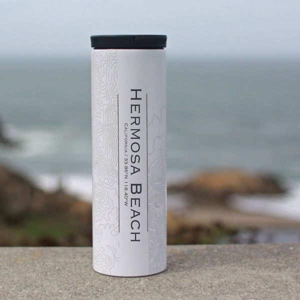 Hermosa Beach Map 17oz Tumbler in Matte White