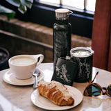 Hermosa Beach Map 20 oz Bottle with Bamboo Top in Matte Black