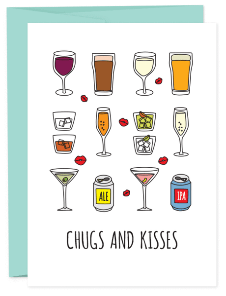 CHUGS AND KISSES Greeting Card