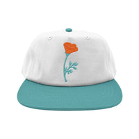 POPPY TWO TONE SHORT BRIM SNAPBACK HAT - Bone/Teal
