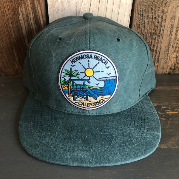Hermosa Beach SHOREFRONT 6 Panel Mid Profile Baseball Cap - Dark Green