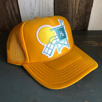 Hermosa Beach LIFEGUARD TOWER Mid Crown Trucker Hat - Gold