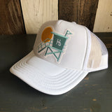 Hermosa Beach LIFEGUARD TOWER Mid Crown Trucker Hat - White