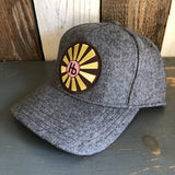 Hermosa Beach SUNBEAMS 5 Panel Low Profile Melton Wool Blend Baseball Cap with Velcro Closure - Heather Grey