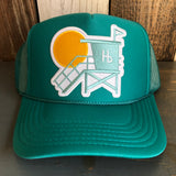 Hermosa Beach LIFEGUARD TOWER High Crown Trucker Hat - Jade Green