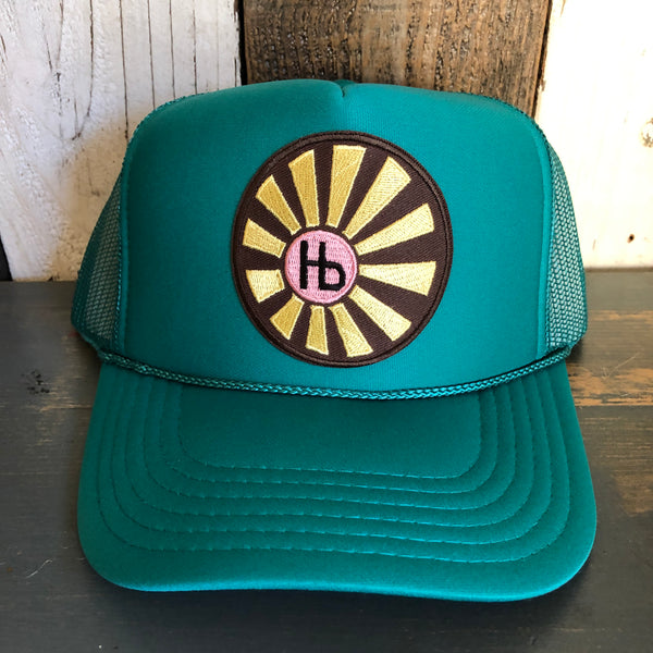 Hermosa Beach SUNBEAMS High Crown Trucker Hat - Jade Green