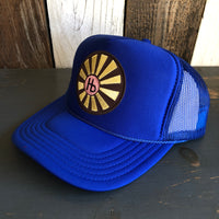 Hermosa Beach SUNBEAMS High Crown Trucker Hat - Royal Blue (Curved Brim)