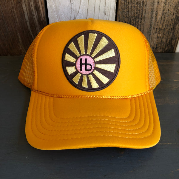 Hermosa Beach SUNBEAMS Mid Crown Trucker Hat - Gold