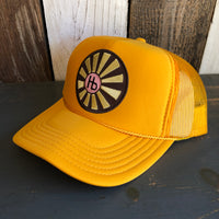Hermosa Beach SUNBEAMS Mid Crown Trucker Hat - Gold
