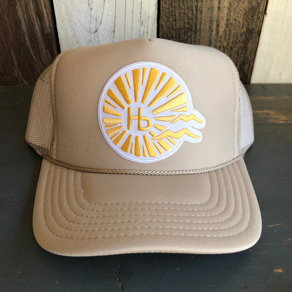 Hermosa Beach CLASSIC LOGO High Crown Trucker Hat (Khaki)