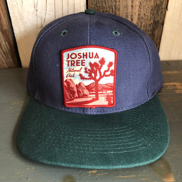JOSHUA TREE NATIONAL PARK - 6 Panel Low Profile Baseball Cap with Adjustable Strap with Press Buckle - Navy/Dark Green