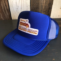 Hermosa Beach WOODIE High Crown Trucker Hat - Royal Blue (Curved Brim)