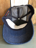 Hermosa Beach FIESTA Premium Denim Trucker Hat - Navy/Gold Stitching