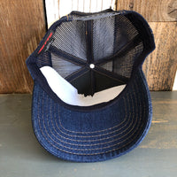 Hermosa Beach SUNBEAMS Premium Denim Trucker Hat - Navy/Gold Stitching