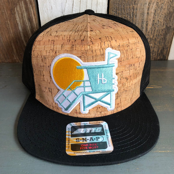 Hermosa Beach LIFEGUARD TOWER Premium Cork Trucker Hat (Black)