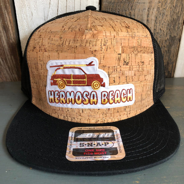 Hermosa Beach WOODIE Premium Cork Trucker Hat (Black)