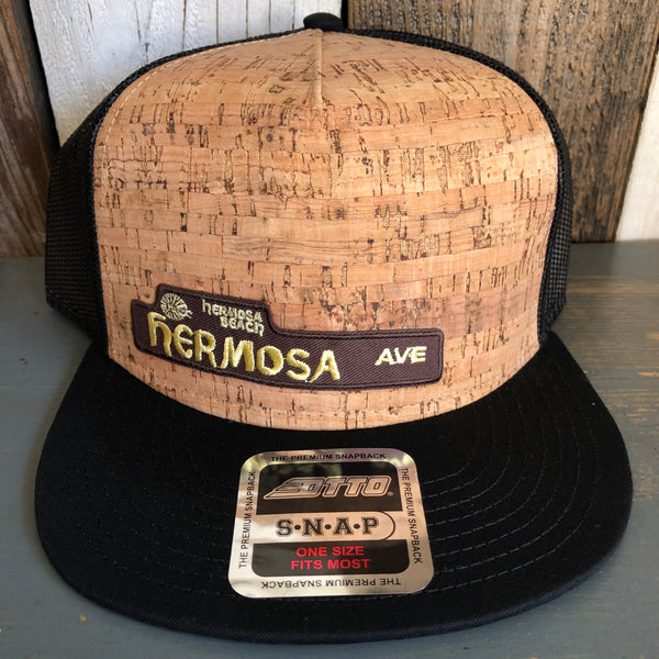 Hermosa Beach HERMOSA AVE Premium Cork Trucker Hat (Black)