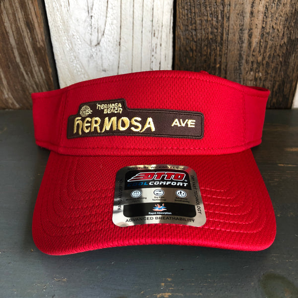 Hermosa Beach HERMOSA AVE Sun Visor Cool Comfort Performance Polyester Cool Mesh - Red