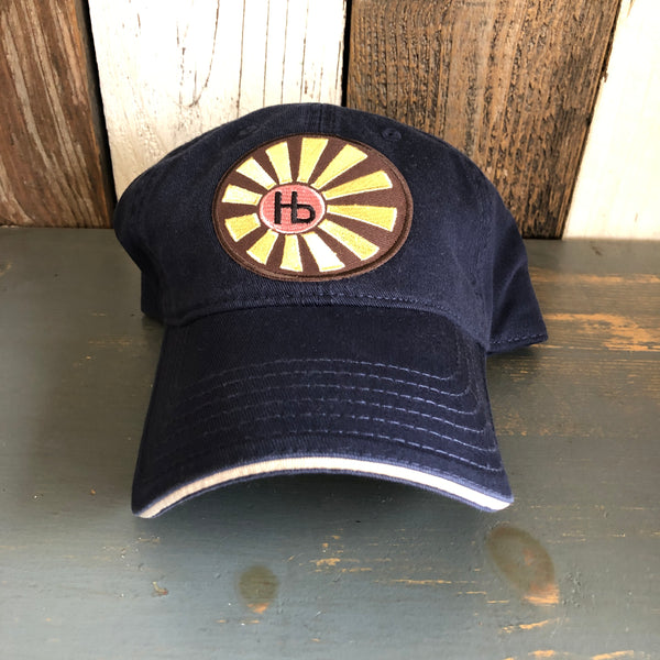 Hermosa Beach SUNBEAMS - 6 Panel Low Profile Style Dad Hat with Velcro Closure - Navy/Navy/Khaki