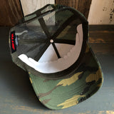 Hermosa Beach FIESTA Camouflage 5 Panel Mid Crown Mesh Back Snapback Trucker Hat - Dark Green/Brown