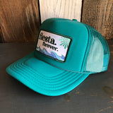 Hermosa Beach FIESTA FOREVER High Crown Trucker Hat - Jade Green