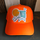 Hermosa Beach LIFEGUARD TOWER - 5 Panel Mid Profile Mesh Back Trucker Hat - Neon Orange