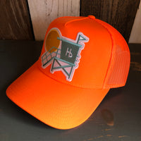 Hermosa Beach LIFEGUARD TOWER - 5 Panel Mid Profile Mesh Back Trucker Hat - Neon Orange